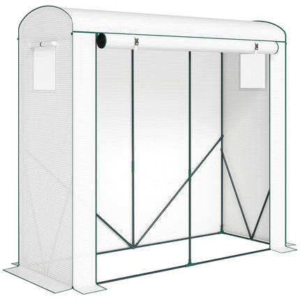 Mini Greenhouse, Garden Tomato Growhouse with Roll-Up Door and 2 Mesh Windows, PE Cover, 200 x 75 x 188 cm, White