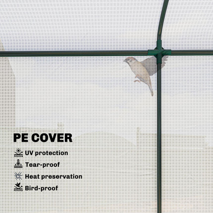 Mini Greenhouse, Garden Tomato Growhouse with Roll-Up Door and 2 Mesh Windows, PE Cover, 200 x 75 x 188 cm, White