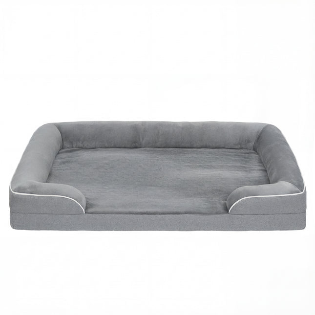 Dog Sofa Bed, Washable Pet Bed with Removable Cover and Non-Slip Bottom for Small, Medium and Large Dogs, Grey