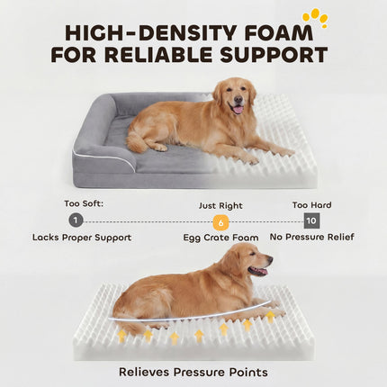 Dog Sofa Bed, Washable Pet Bed with Removable Cover and Non-Slip Bottom for Small, Medium and Large Dogs, Grey