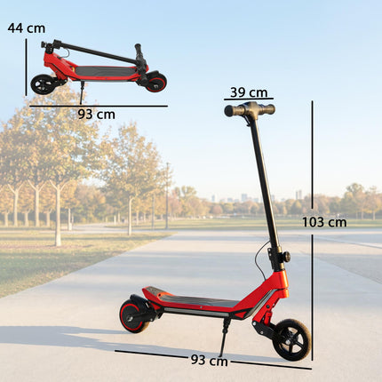 Electric Scooter for Kids, Foldable E Scooter for Age Age 6+ with LED Display, RGB lights, Up to 16km/h, Red