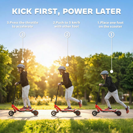Electric Scooter for Kids, Foldable E Scooter for Age Age 6+ with LED Display, RGB lights, Up to 16km/h, Red