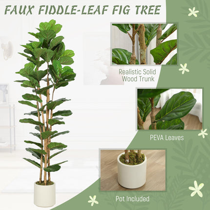 180cm Artificial Fiddle Leaf Fig Tree - Green