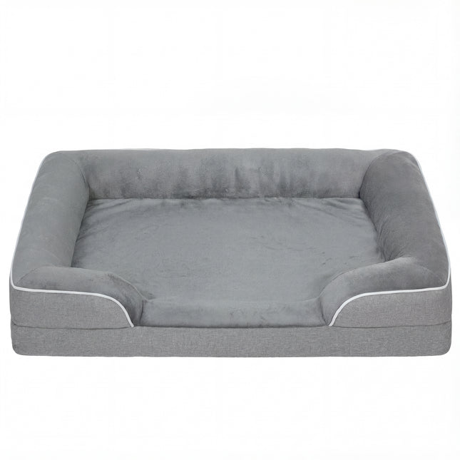 Dog Sofa Bed, Washable Pet Bed with Removable Cover and Non-Slip Bottom for Cats, Small and Medium Dogs, Grey