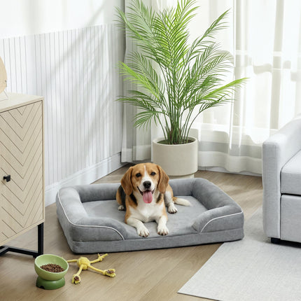 Dog Sofa Bed, Washable Pet Bed with Removable Cover and Non-Slip Bottom for Cats, Small and Medium Dogs, Grey