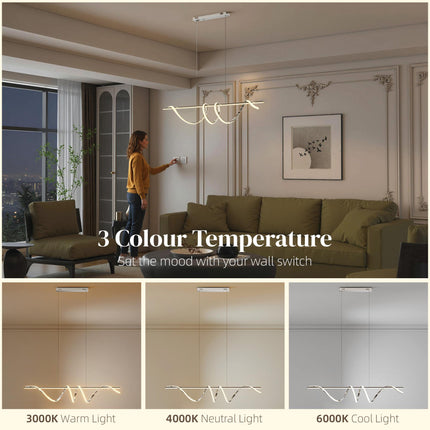 Pendant Light with 3 Colour Temperatures - Silver Tone