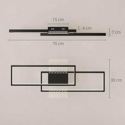 LED Ceiling Light, Modern Dimmable Ceiling Light with Wall Switch & Remote Control, Flush Mount Fixture Lamp with 3000-6000K Colour Temperatures for Living Room, Bedroom, Black