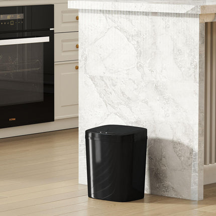 HOMCOM 15L Sensor Bin, Automatic Touchless Kitchen Bin, Easy Clean, Battery Operated for Home Office, Bedroom, Bathroom, Black