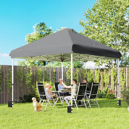 3 x 3 m Pop Up Gazebo with Wheels, UPF50+ One-Touch Outdoor Garden Party Tent Marquee Wedding Awning Canopy, Dark Grey