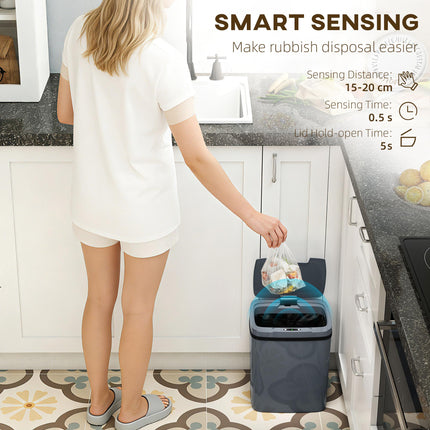 15L Sensor Bin, Automatic Touchless Kitchen Bin, Easy Clean, Battery Operated for Home Office, Bedroom, Bathroom, Grey