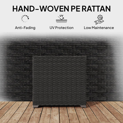 253L Garden Storage Box, Rattan Deck Box with Zipped Liner, Safe Pneumatic Rod, Patio Storage Container, Black