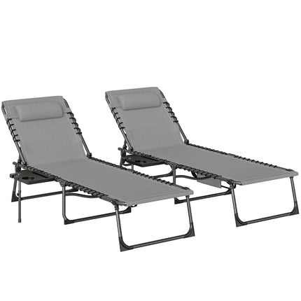 Five-Position Reclining Sun Loungers Set of 2 - Grey
