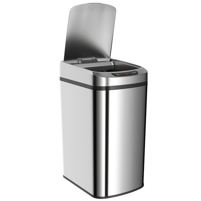 12L Sensor Bin, Automatic Touchless Motion Sensor Kitchen Bin with Fingerprint Resistant Stainless Steel, Silver