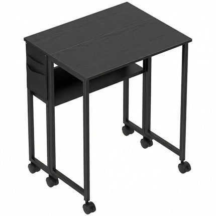 63 cm Drop Leaf Writing Work Desk - Black