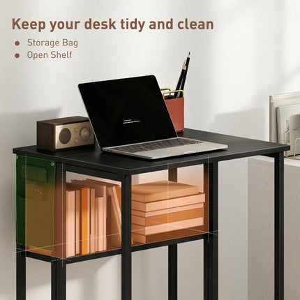 63 cm Drop Leaf Writing Work Desk - Black