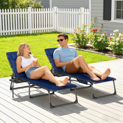 Five-Position Reclining Sun Loungers Set of 2 - Dark Blue