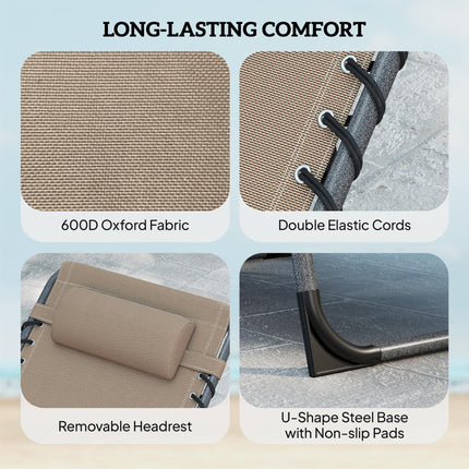 Five-Position Reclining Sun Loungers Set of 2 - Beige