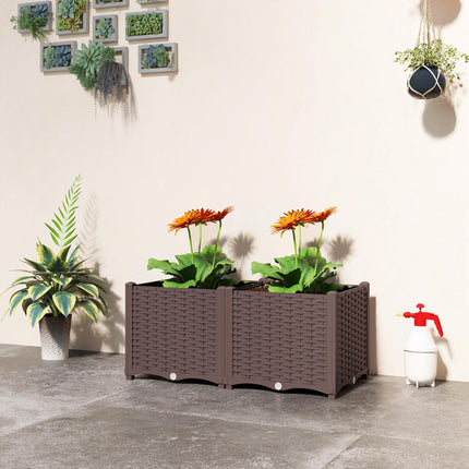 Plastic Raised Garden Bed with Legs, Self Watering Elevated Planter Boxes with Drainage Holes and Plugs