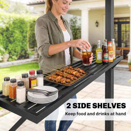 2.5 x 1.5 m Hardtop Grill Gazebo with Double Roof, Aluminium Outdoor BBQ Gazebo