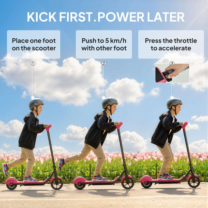 Electric Scooter for Kids, with LED Display, Pink