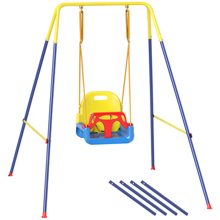 3 in 1 Toddler Swing Set, Folding Child Swing Set with Seat Belt, Adjustable Sea