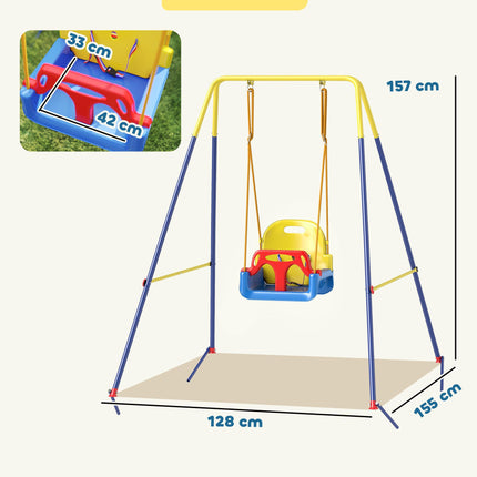 3 in 1 Toddler Swing Set, Folding Child Swing Set with Seat Belt, Adjustable Sea