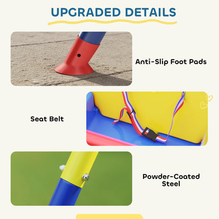 3 in 1 Toddler Swing Set, Folding Child Swing Set with Seat Belt, Adjustable Sea