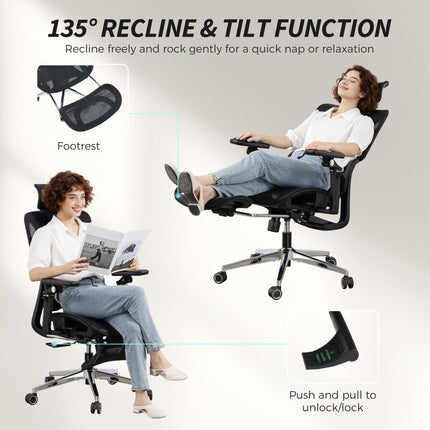 Ergonomic Office Chair, High Back Mesh Desk Chair, Black