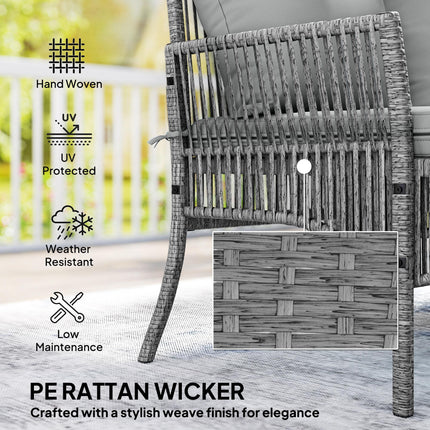 3 Piece Rattan Garden Furniture Corner Sofa Set with Chaise Lounge, Loveseat, Gl
