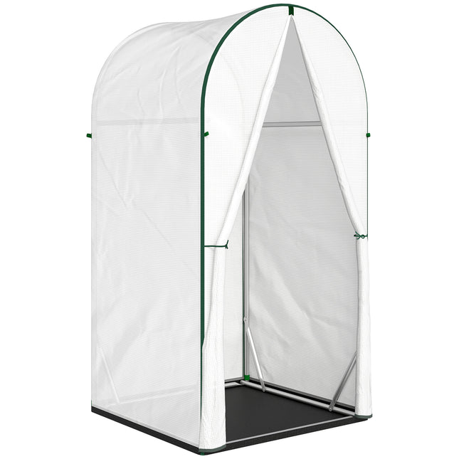 Mini Greenhouse, Portable Green House with Roll-Up Door, PE Base, Small Greenhouse, 100 x 100 x 195 cm, White