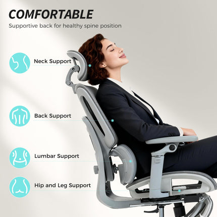 Ergonomic Office Chair, High Back Mesh Desk Chair, Grey