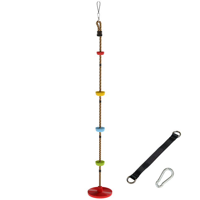 Climbing Rope, Kids Tree Swing Kit with Platforms and Disc Swings Seat, Obstacle Course Kids for Garden, Red