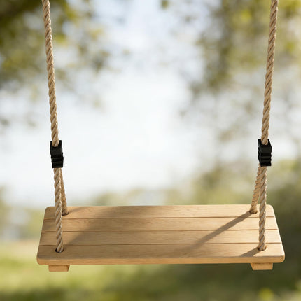Wooden Swing Seat, Kids Swing Set with Adjustable Rope and Tree Straps, Outdoor