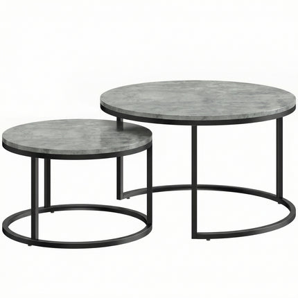 Set of Two Cement-Effect Stacking Tables - Grey