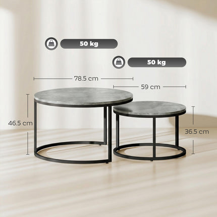 Set of Two Cement-Effect Stacking Tables - Grey