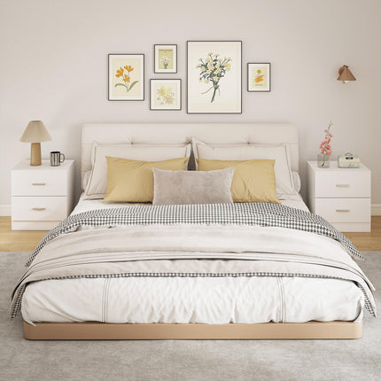 Set of 2 Modern Nightstands, Bedside Tables with 2 Storage Drawers, Accent End Table for Bedroom and Living Room, White