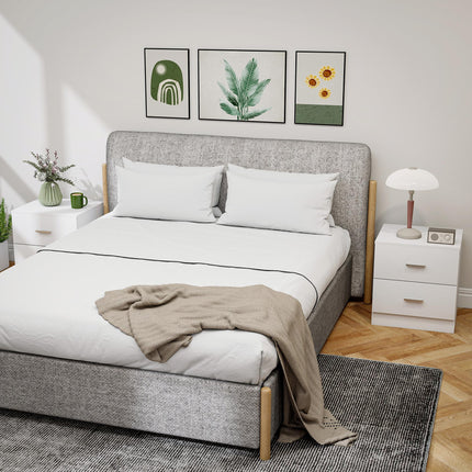 Set of 2 Modern Nightstands, Bedside Tables with 2 Storage Drawers, Accent End Table for Bedroom and Living Room, White