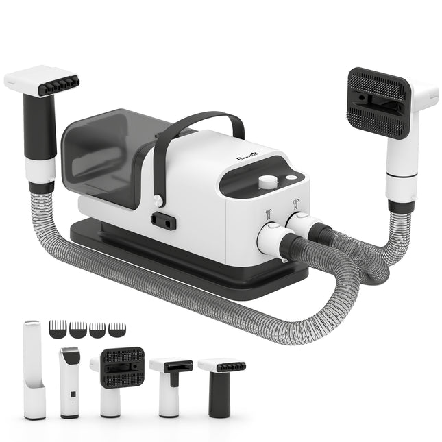 5 in 1 Dog Grooming Vacuum & Dryer w/ Clipper, 1.8L Canister, 4 Modes Blow Temperature