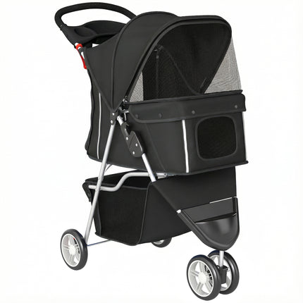 3 Wheel Pet Stroller for Small and Miniature Dogs, Black