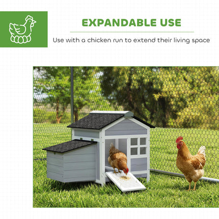 Wooden Chicken Coop with Pull-Out Tray Nesting Box for 1-2 Chickens