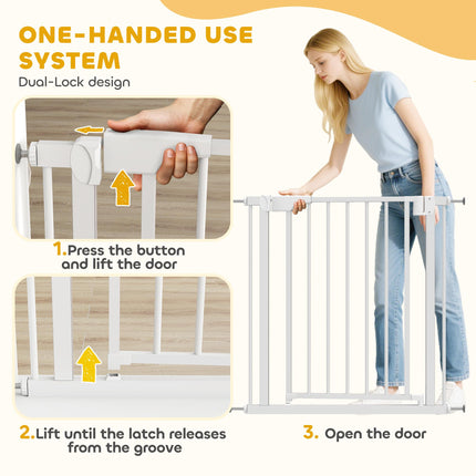 Baby Gate, Pet Safety Gate Pressure Fit, 76-82cm Wide with Two-Way Open, One-Hand Opening