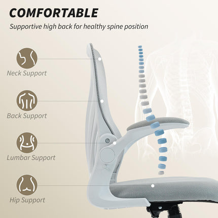 Mesh Office Chair with Foldable Backrest - Light Grey