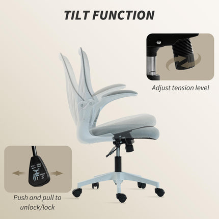 Mesh Office Chair with Foldable Backrest - Light Grey