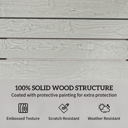 Outdoor Garden Loveseat, Embossed Wooden Jack and Jill Garden Seat with Integrated Table, Grey