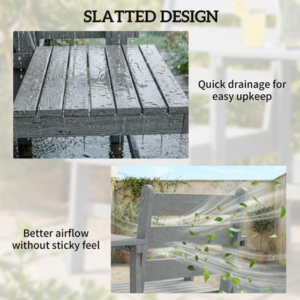Outdoor Garden Loveseat, Embossed Wooden Jack and Jill Garden Seat with Integrated Table, Grey