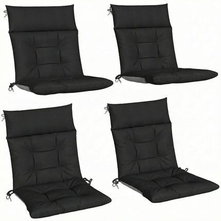 Patio Chair Cushions Set of 4, Waterproof Non-Slip Lounge Chair Cushions, 112x53cm, Black