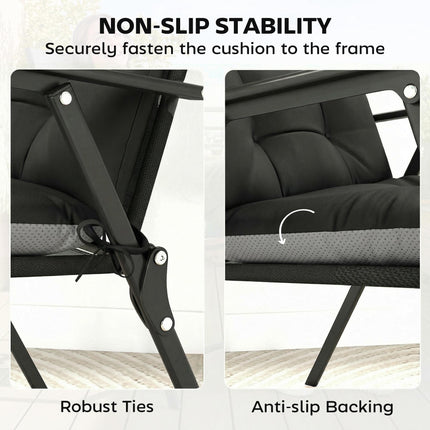 Patio Chair Cushions Set of 4, Waterproof Non-Slip Lounge Chair Cushions, 112x53cm, Black