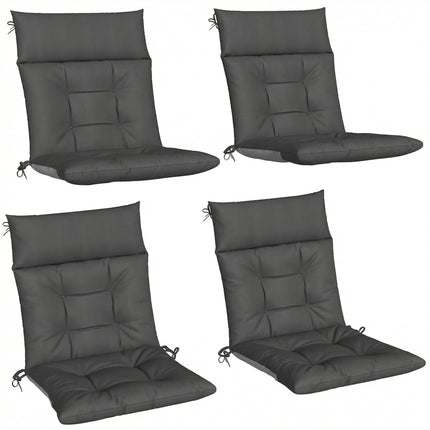 Patio Chair Cushions Set of 4, Waterproof Non-Slip Lounge Chair Cushions, 112x53cm, Dark Grey