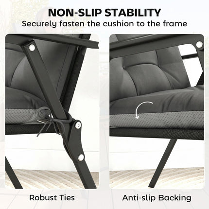 Patio Chair Cushions Set of 4, Waterproof Non-Slip Lounge Chair Cushions, 112x53cm, Dark Grey