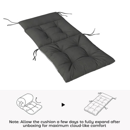 Patio Chair Cushions Set of 4, Waterproof Non-Slip Lounge Chair Cushions, 112x53cm, Dark Grey